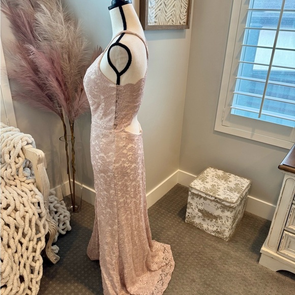 Cachet Rose gold/Blush pink Elegant Lace Evening Gown size 6 - Picture 7 of 11
